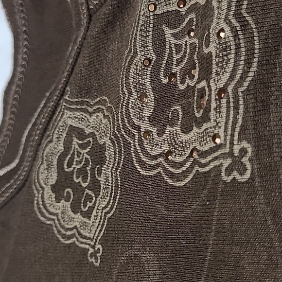 BLUE CANYON Clothing  Brown Embroidered 3/4 Sleeve Top - Picture 9 of 13